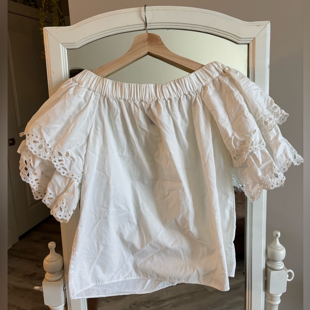 Kaari Blue white off shoulder top